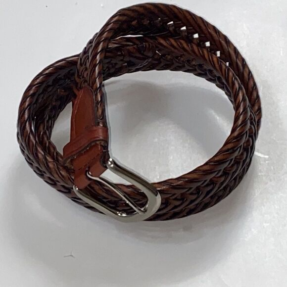 Cremieux Full Grain Leather Dress Belt 36/90 Brown Silver  GENUINE LEATHER ON BONDED LEATHER UNIXES BEIT SIZE 36/90
